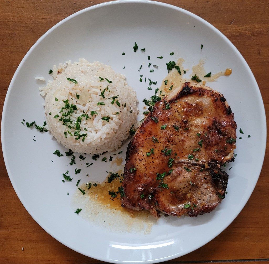 Honey-Garlic Pork Chops with Rice&nbsp;Pilaf