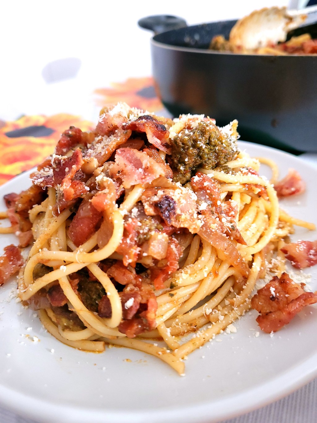 Red Onion & Bacon Pasta with a Balsamic-Tomato&nbsp;Sauce