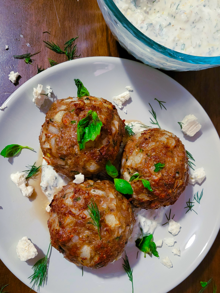 Feta-Stuffed Lamb Meatballs with Feta&nbsp;Sauce