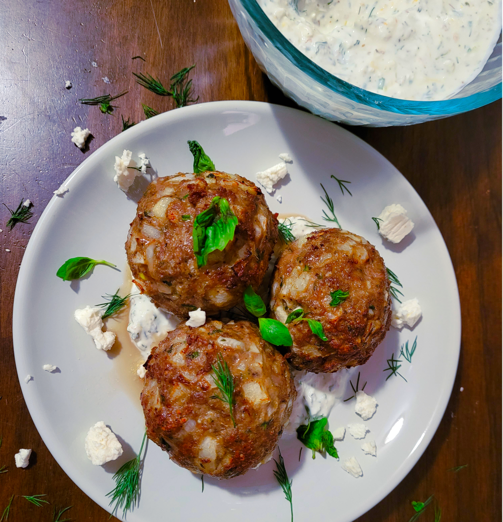 Feta-Stuffed Lamb Meatballs with Feta&nbsp;Sauce