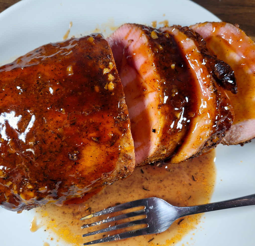 Slow Cooker Pork Loin Roast with Honey-Garlic-Butter Sauce