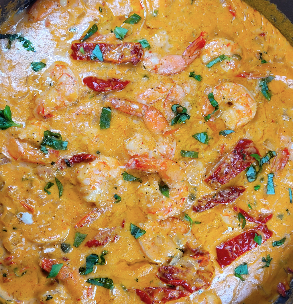Creamy Shrimp with Sundried Tomatoes & Capers