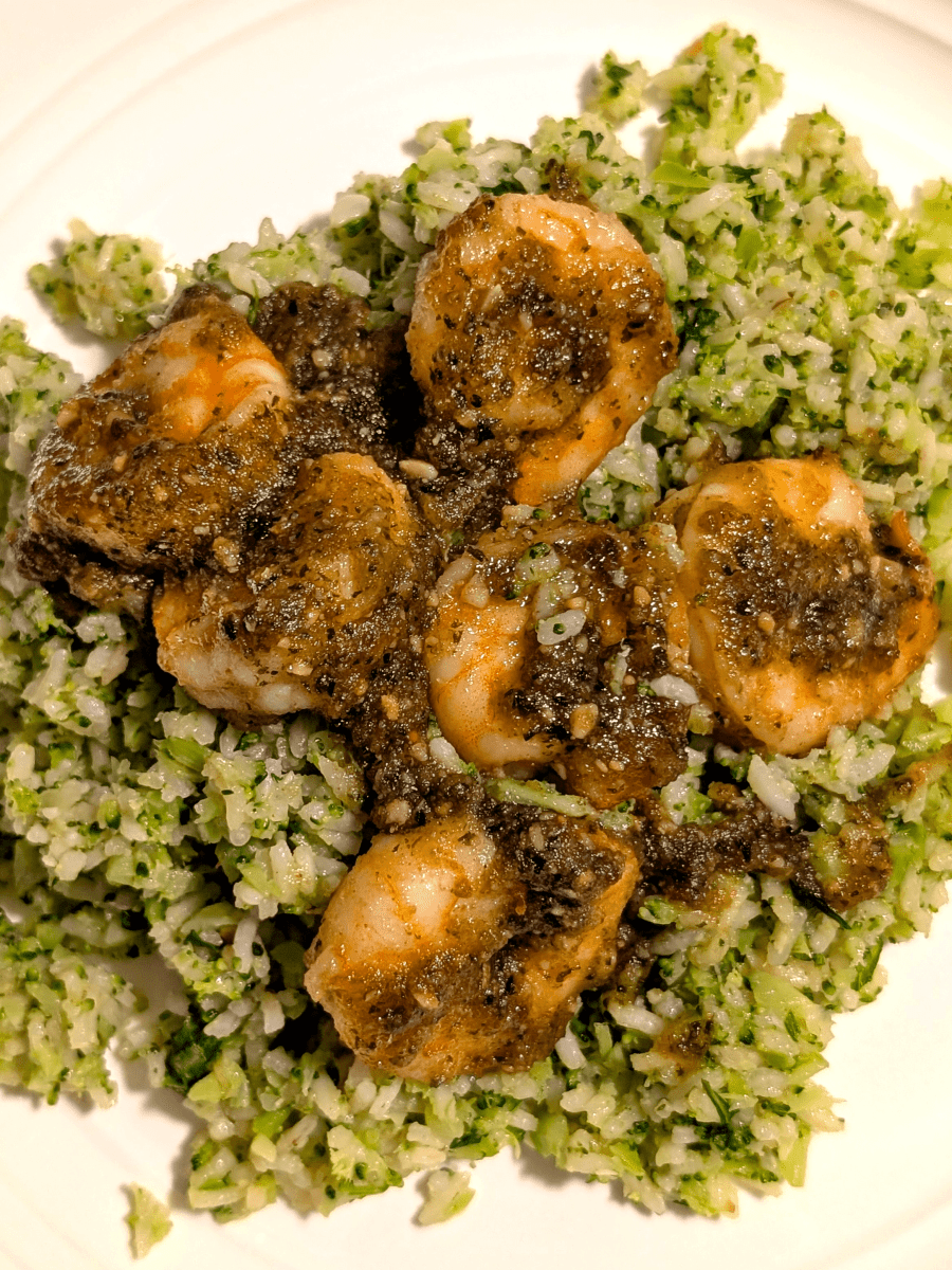 Pesto Butter Shrimp with Broccoli Garlic&nbsp;Rice