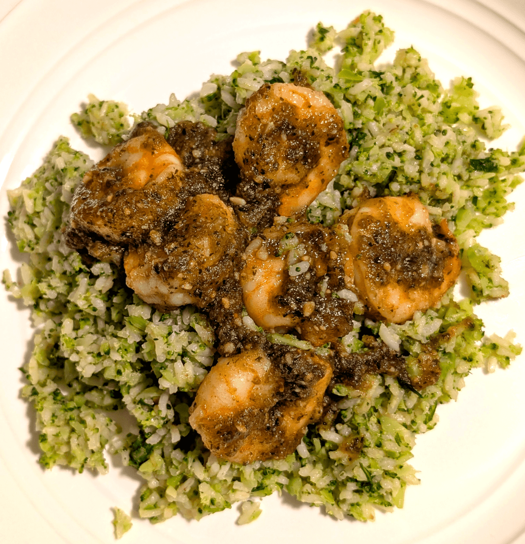 Pesto Butter Shrimp with Broccoli Garlic&nbsp;Rice