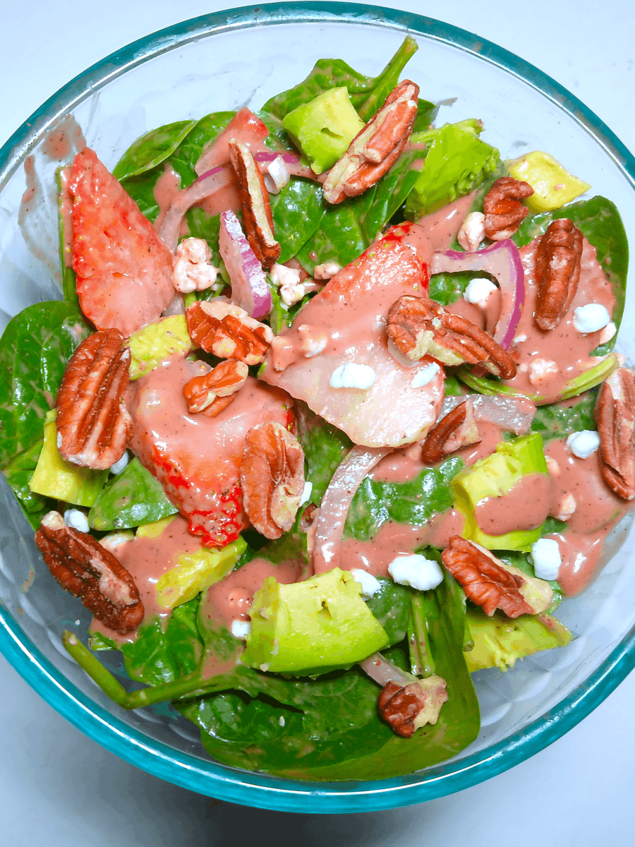 Strawberry Avocado Spinach Salad with Strawberry Balsamic&nbsp;Vinaigrette