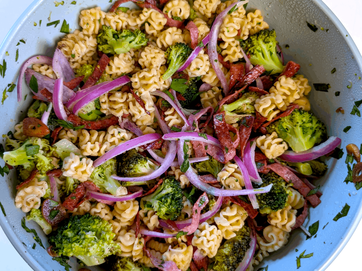 Aglio e Olio Broccoli and Crispy Salami Pasta&nbsp;Salad